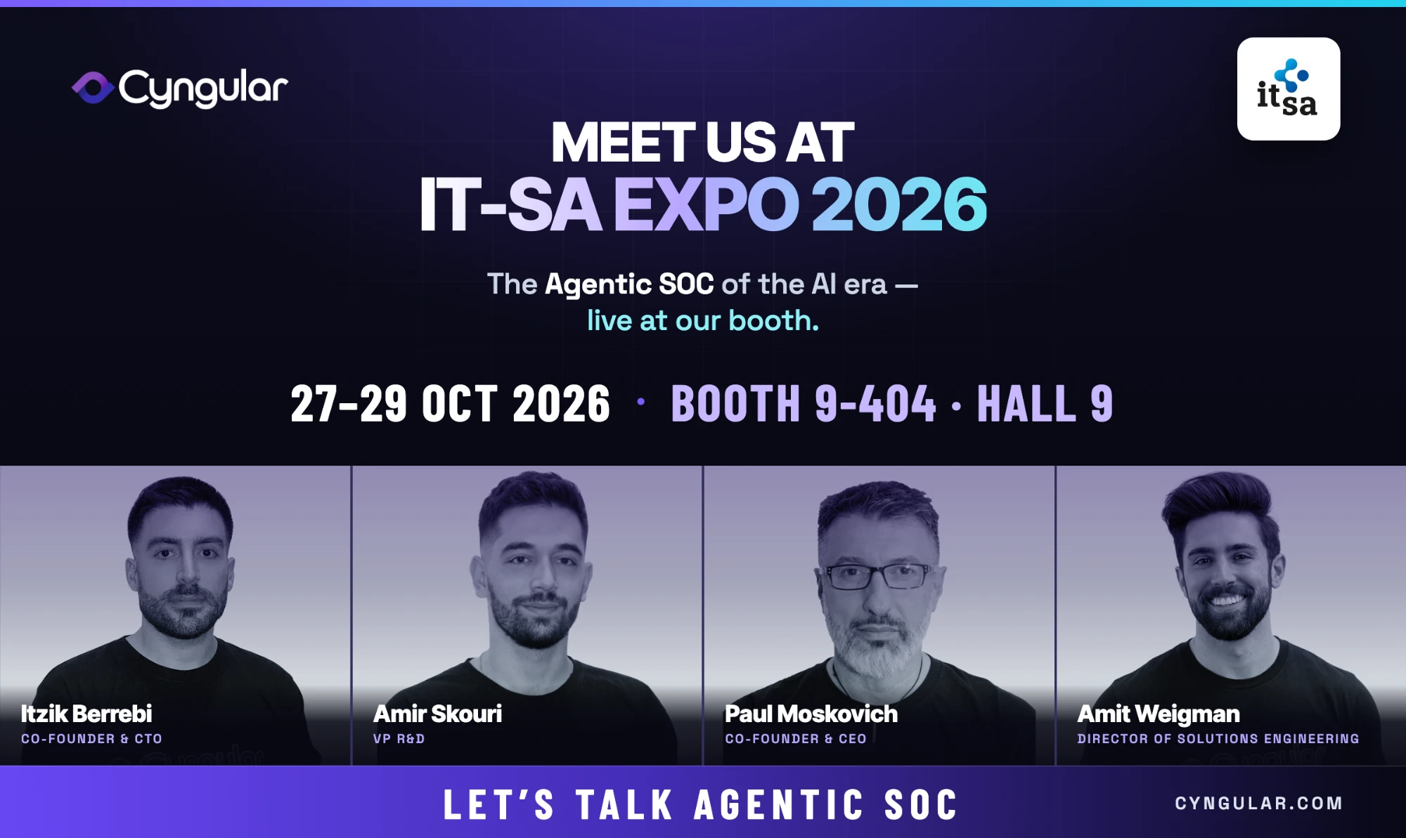 Meet Cyngular at it-sa Expo&Congress 2026 — Exhibition Centre Nuremberg, 27–29 Oct 2026, Hall 9, Booth 9-404