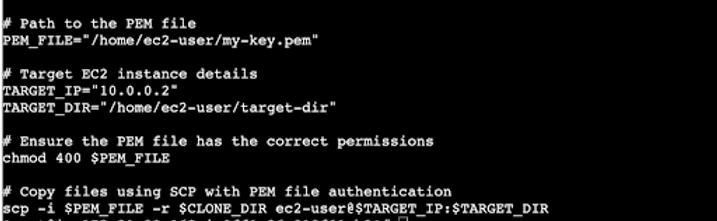 An attacker could use a PEM file stored on the server to gain unauthorized access to another EC2 instance